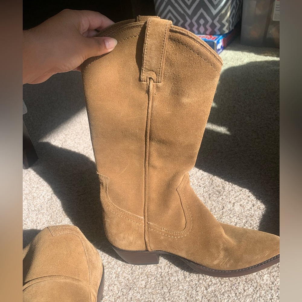 Frye suede cowboy boots